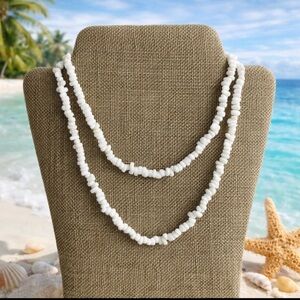 Puka Shell Necklace Pull Over No Clasp Vintage White 17"